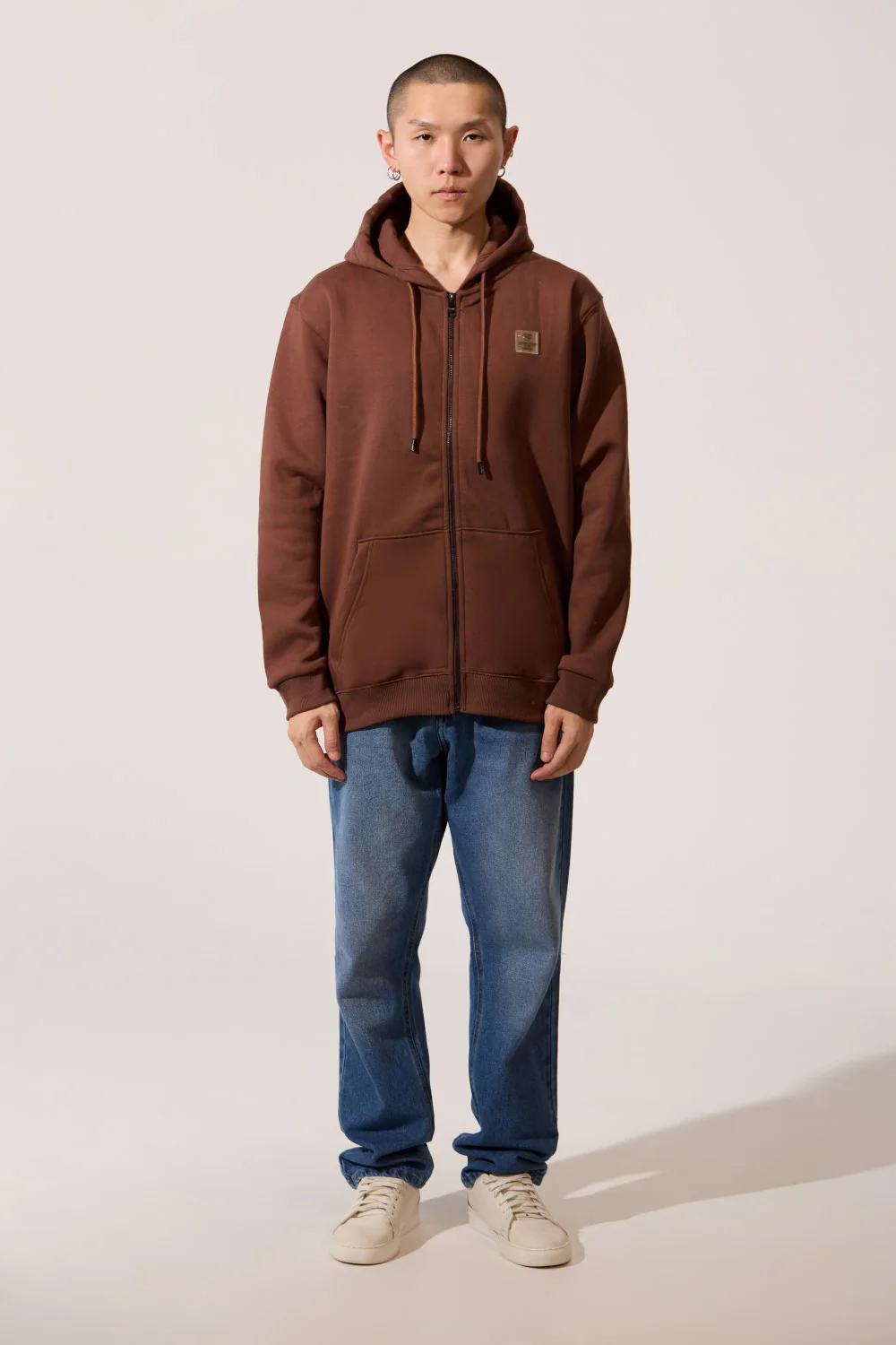 Men's Tomato Full Front Zip Hooded Slim Fit Long Sleeve Sweatshirt - Image 4