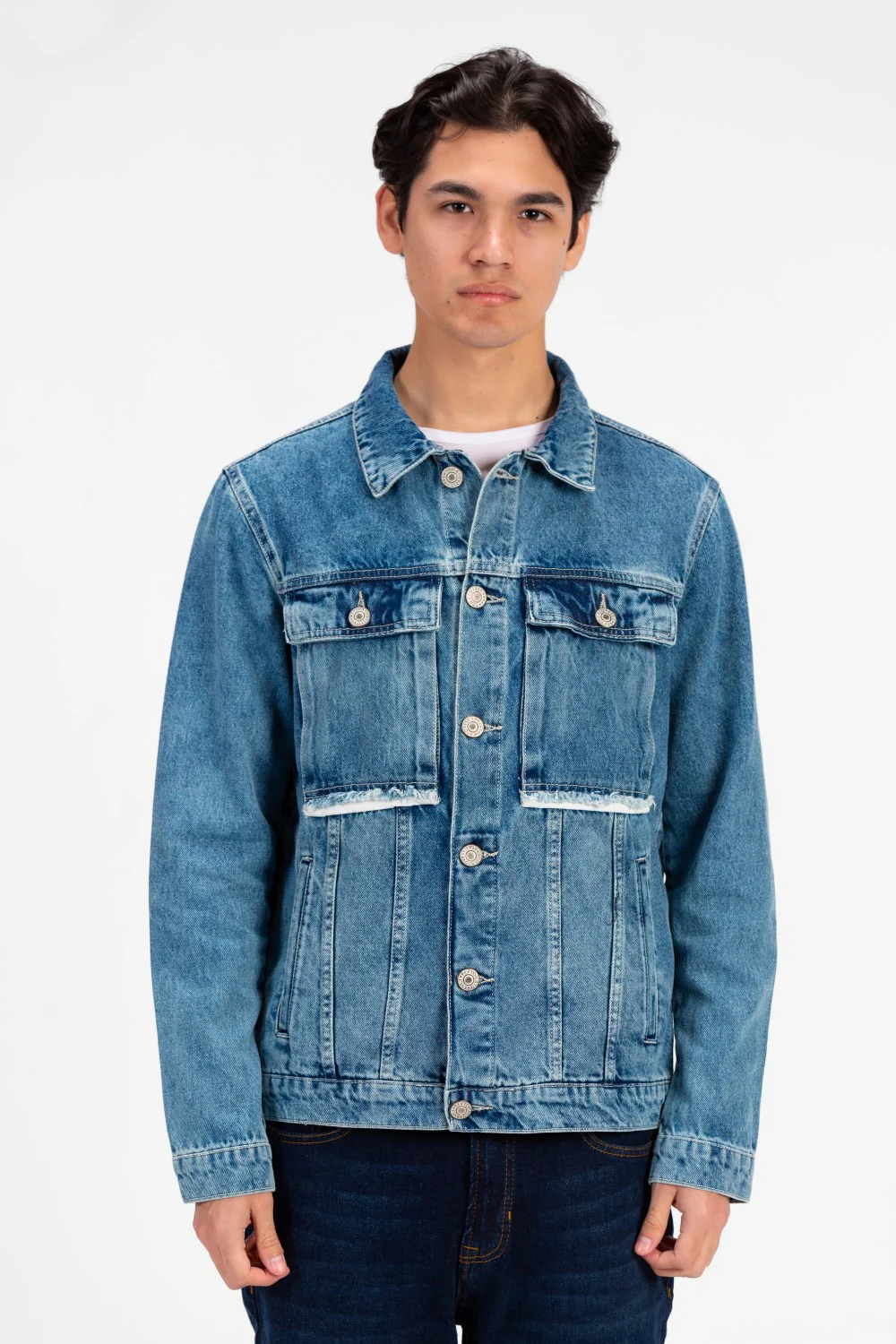 Men's Tomato Long Sleeve Denim Jacket with Pockets - Image 5