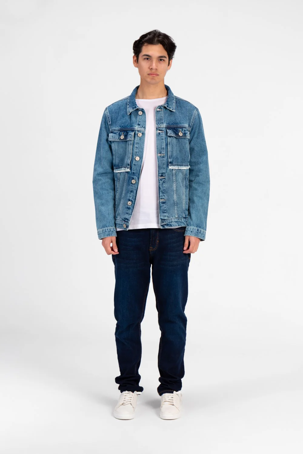 Men's Tomato Long Sleeve Denim Jacket with Pockets - Image 8