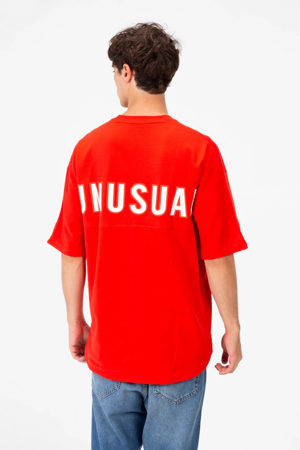 Men's Tomato Oversized Summer Melton Short Sleeves T-Shirt With Back Text Print - Image 2