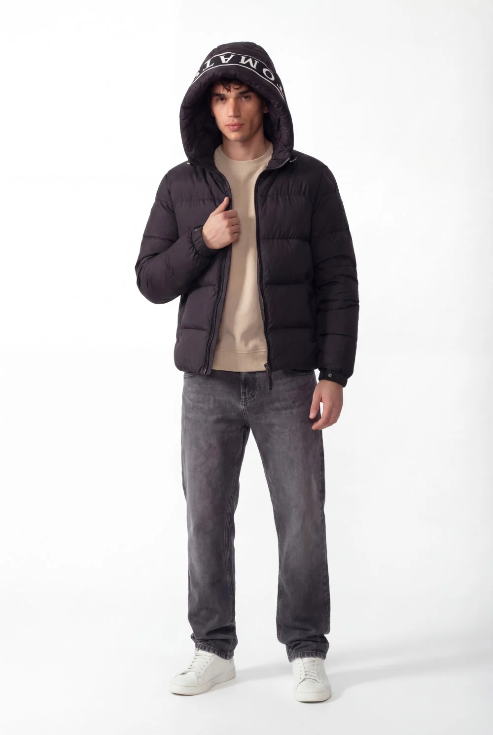 Men's Tomato Print Puffer Waterproof Hood Jacket - Image 3