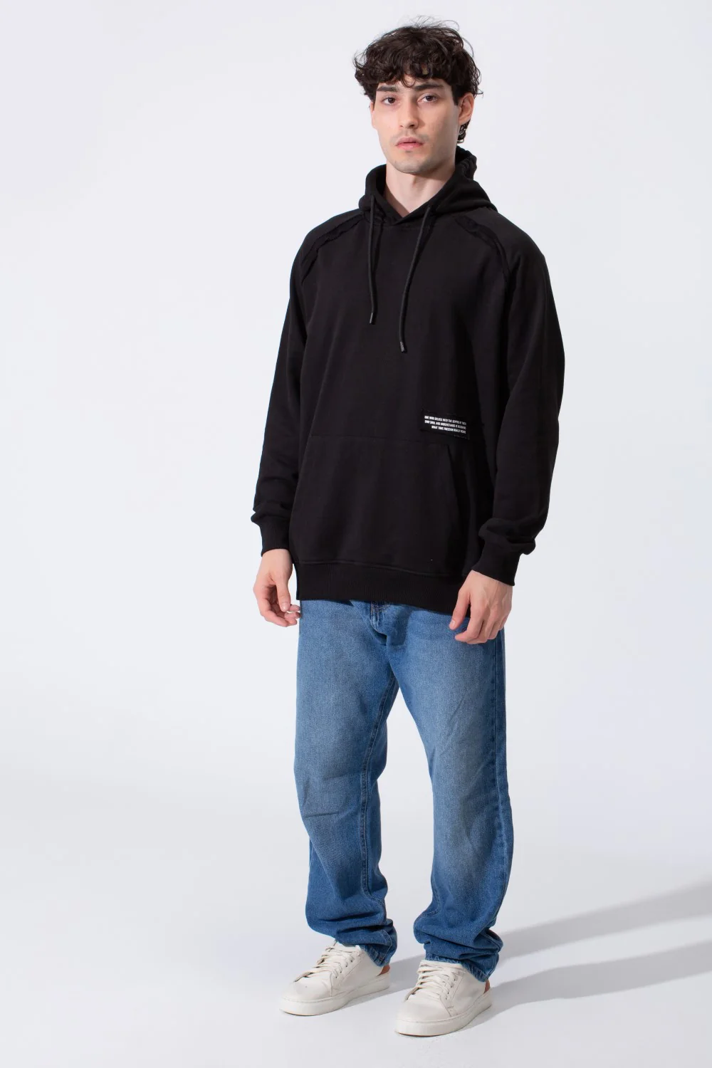 Men's Tomato Store Back Graphic Text Print Kangaroo Pocket Hooded Everyday Comfort Regular Fit Sweatshirt - Image 3