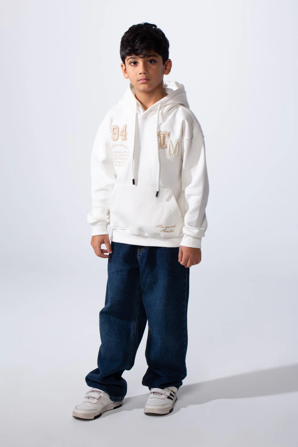 Boy's Tomato Store Bold Raised Script Embroidery Double-Layer Hood Melton Oversize Sweatshirt - Image 11