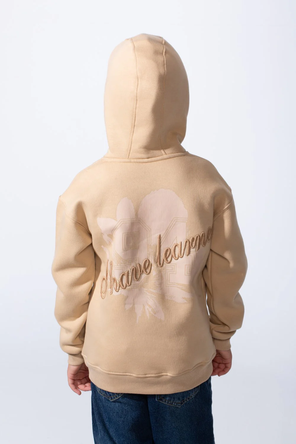 Boy's Tomato Store Bold Raised Script Embroidery Double-Layer Hood Melton Oversize Sweatshirt - Image 2