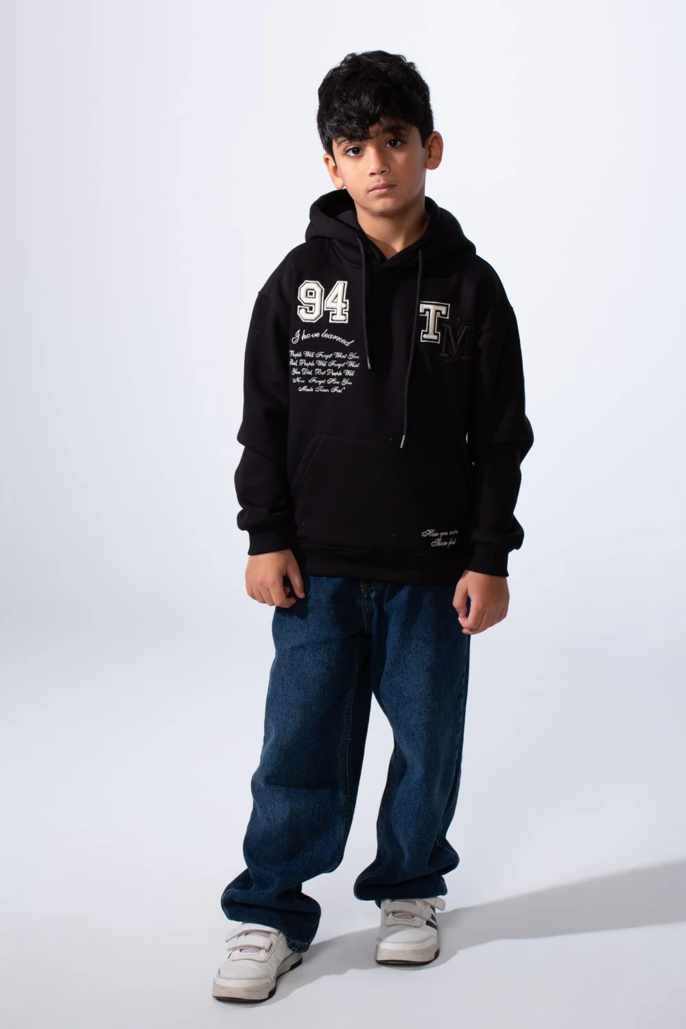 Boy's Tomato Store Bold Raised Script Embroidery Double-Layer Hood Melton Oversize Sweatshirt - Image 7