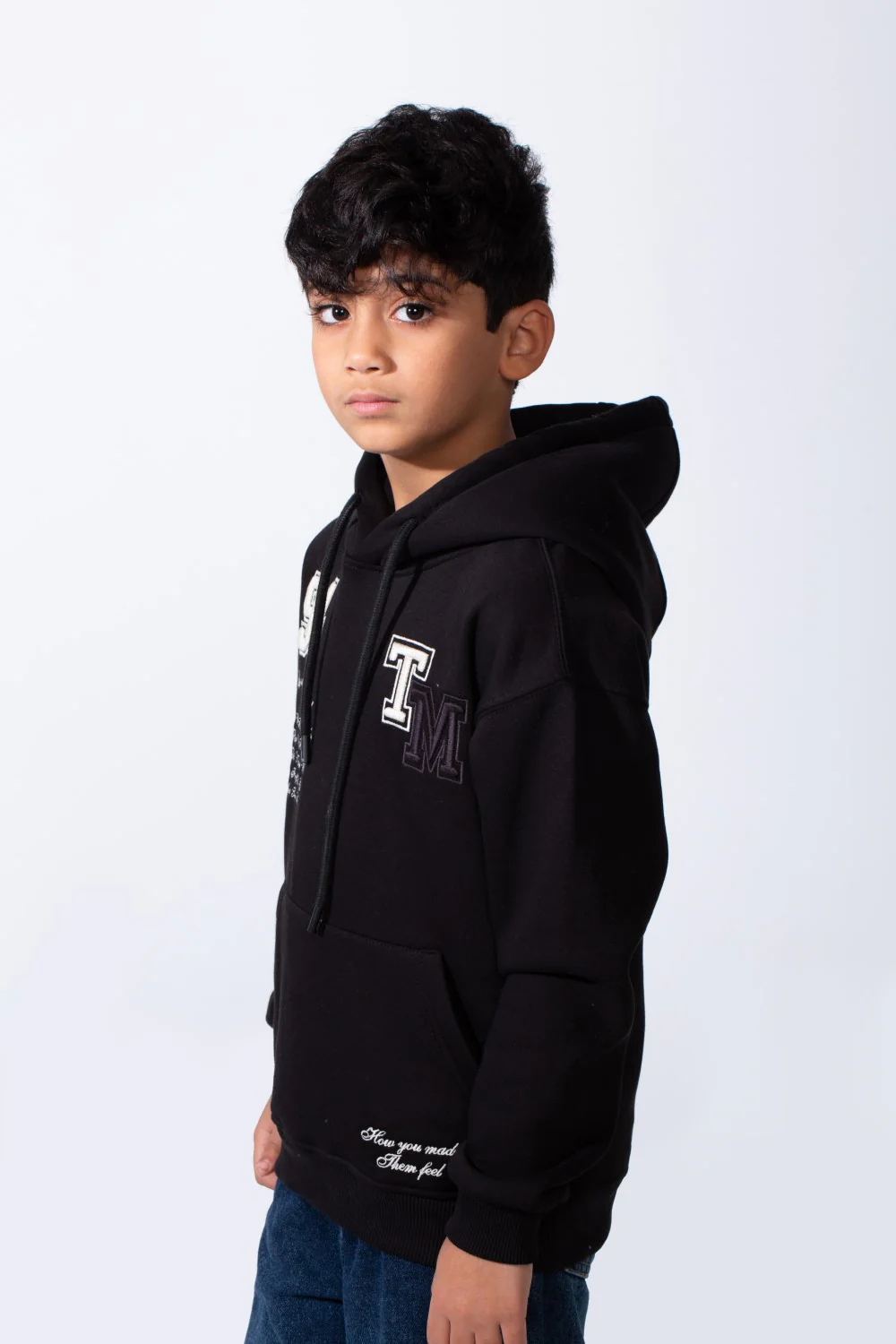 Boy's Tomato Store Bold Raised Script Embroidery Double-Layer Hood Melton Oversize Sweatshirt - Image 8