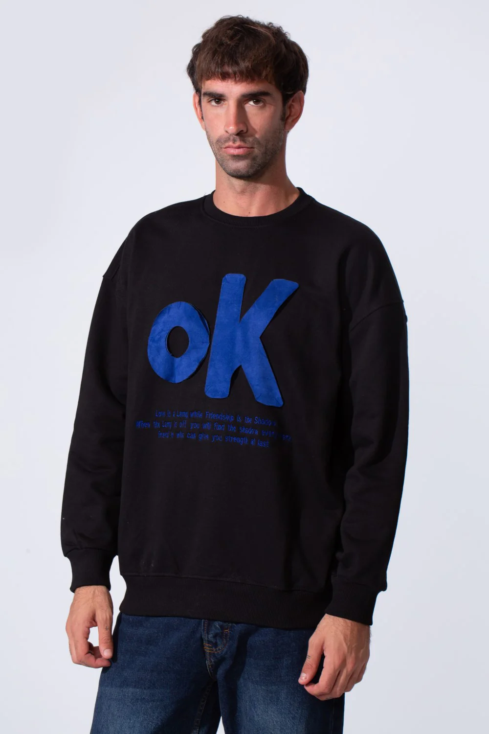 Men's Tomato Store Long Sleeve Crew Neck With Front Print Regular Fit Melton Sweatshirt - Image 9