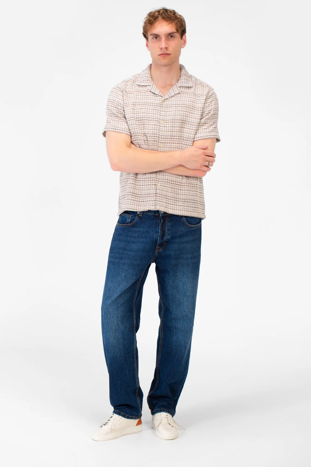 Men's Tomato Store Short Sleeve Shirt Textured Knit Fabric Classic Collar Button-Down Front Closure - Image 15