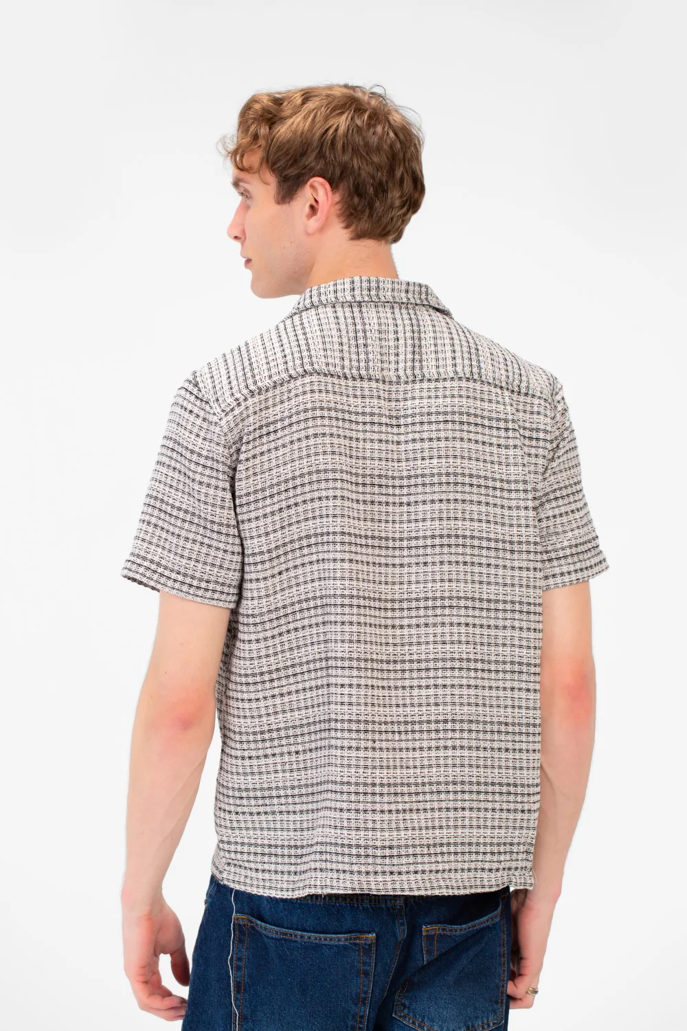 Men's Tomato Store Short Sleeve Shirt Textured Knit Fabric Classic Collar Button-Down Front Closure - Image 6
