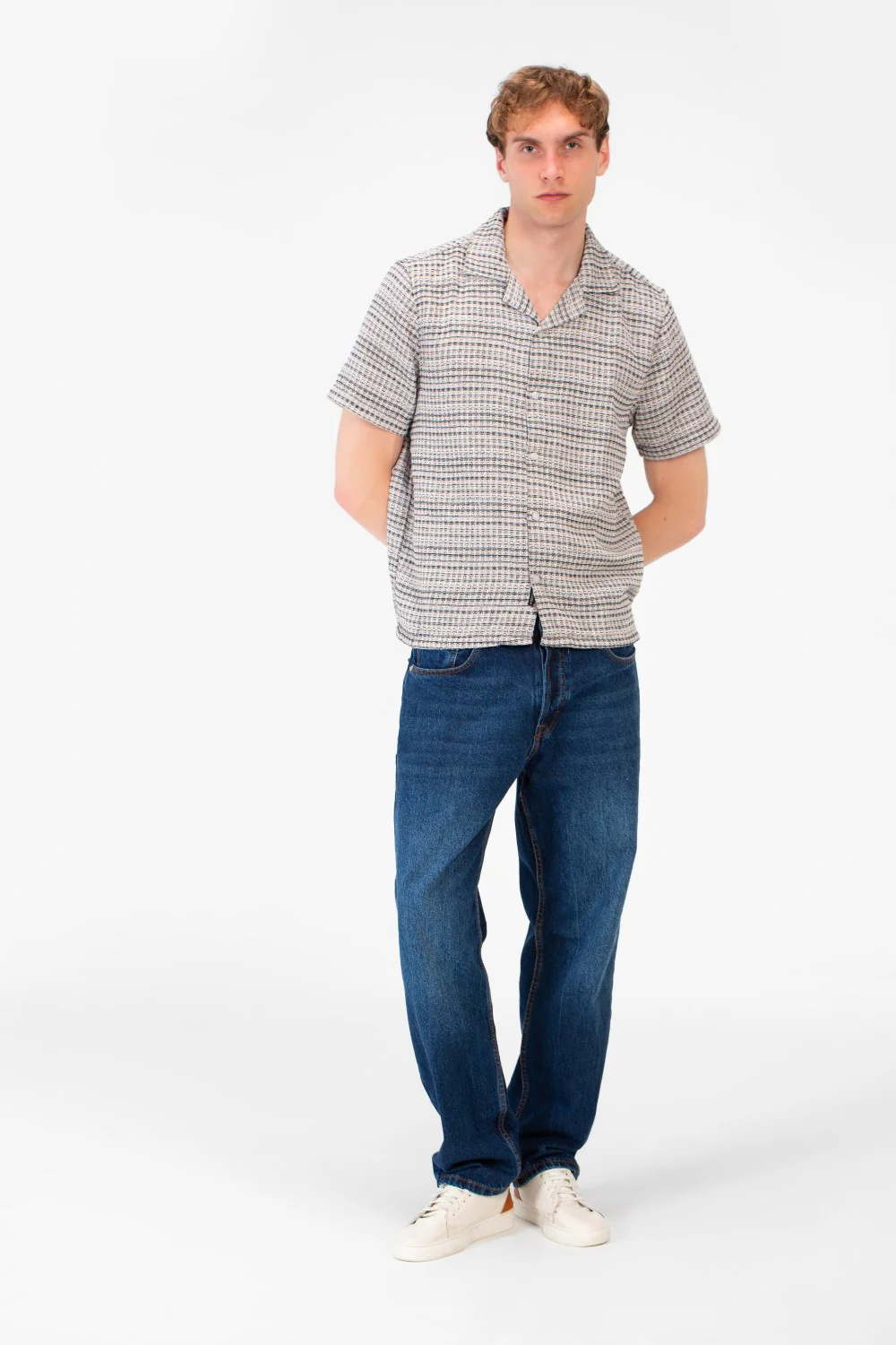 Men's Tomato Store Short Sleeve Shirt Textured Knit Fabric Classic Collar Button-Down Front Closure - Image 7