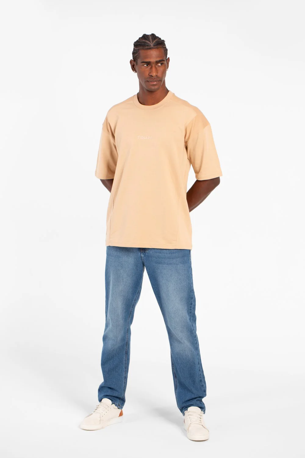 Men's Tomato Summer Melton Oversized T-Shirt With Short Sleeves And Crew Neck - Image 4