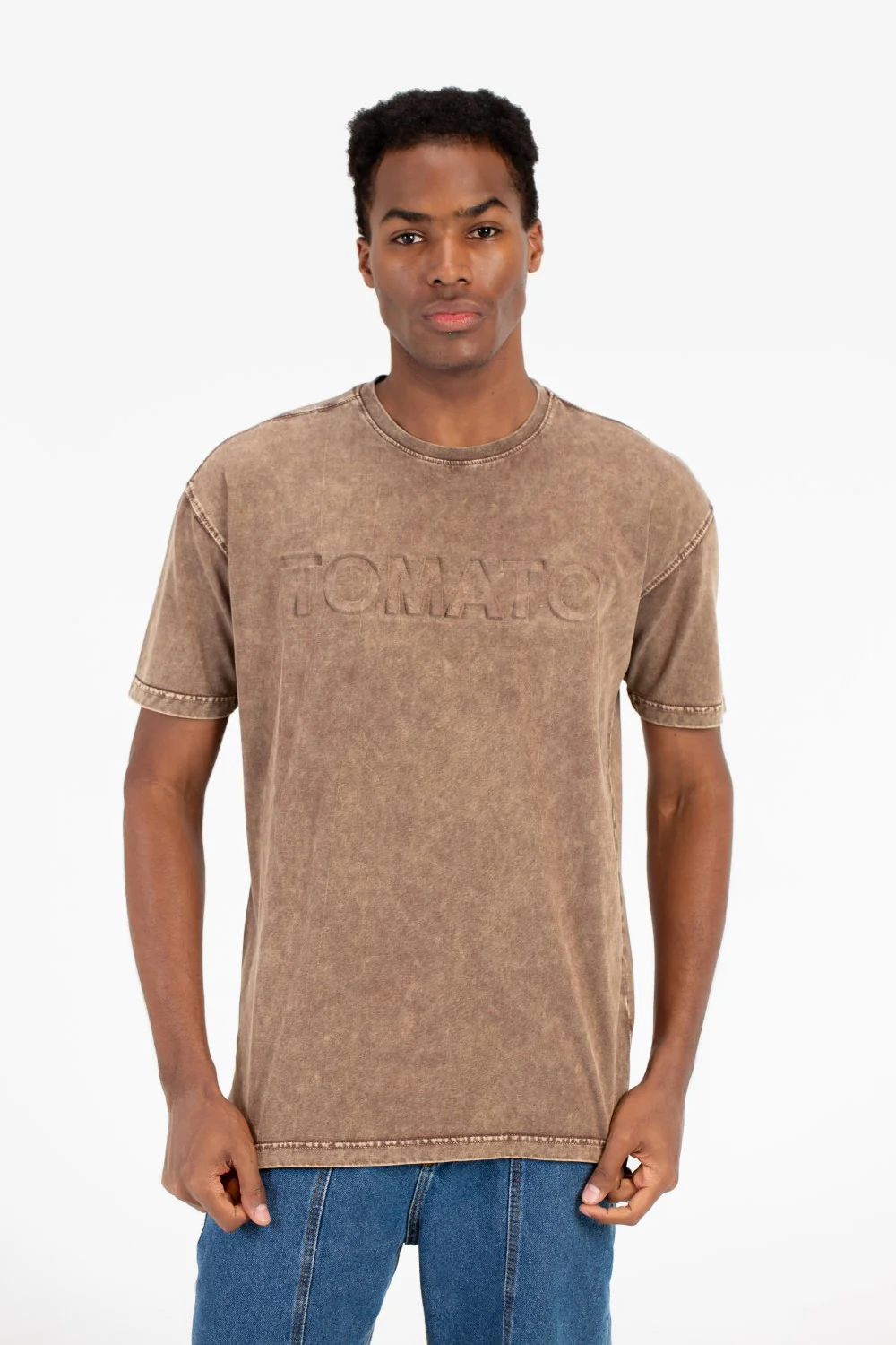Men's Tomato Washed Oversized Half Sleeve T-Shirt - Image 9