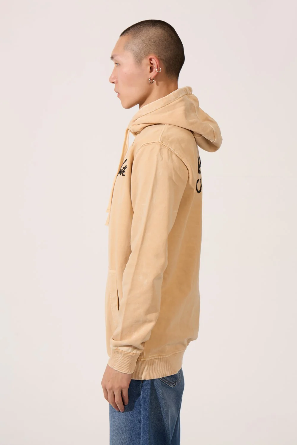Men's Tomato Washed Oversized Hoodie Sweatshirt With Front Pocket And Long Sleeves - Image 3