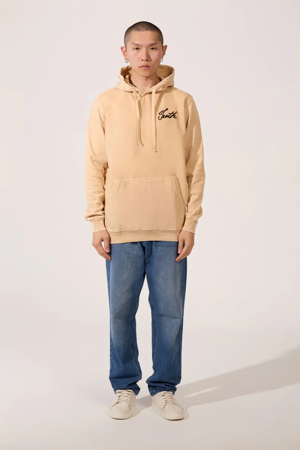 Men's Tomato Washed Oversized Hoodie Sweatshirt With Front Pocket And Long Sleeves - Image 4