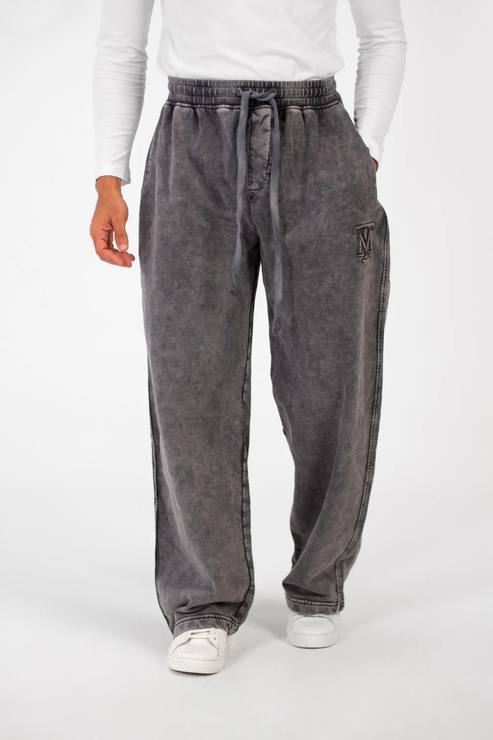 Men's Tomato Washed Oversized Sweatpants With Elastic Waistband And Drawstring High Quality - Image 5