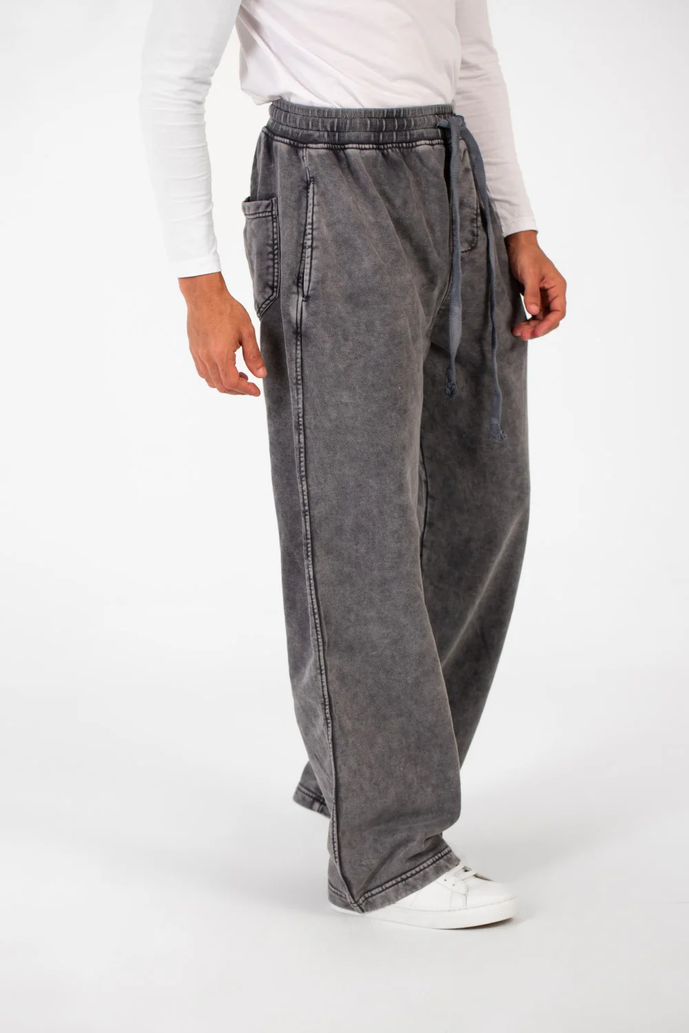 Men's Tomato Washed Oversized Sweatpants With Elastic Waistband And Drawstring High Quality - Image 7