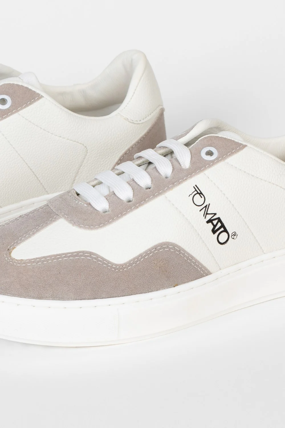 Men's Tomato White Leather And Suede Lace Up Shoes - Image 3