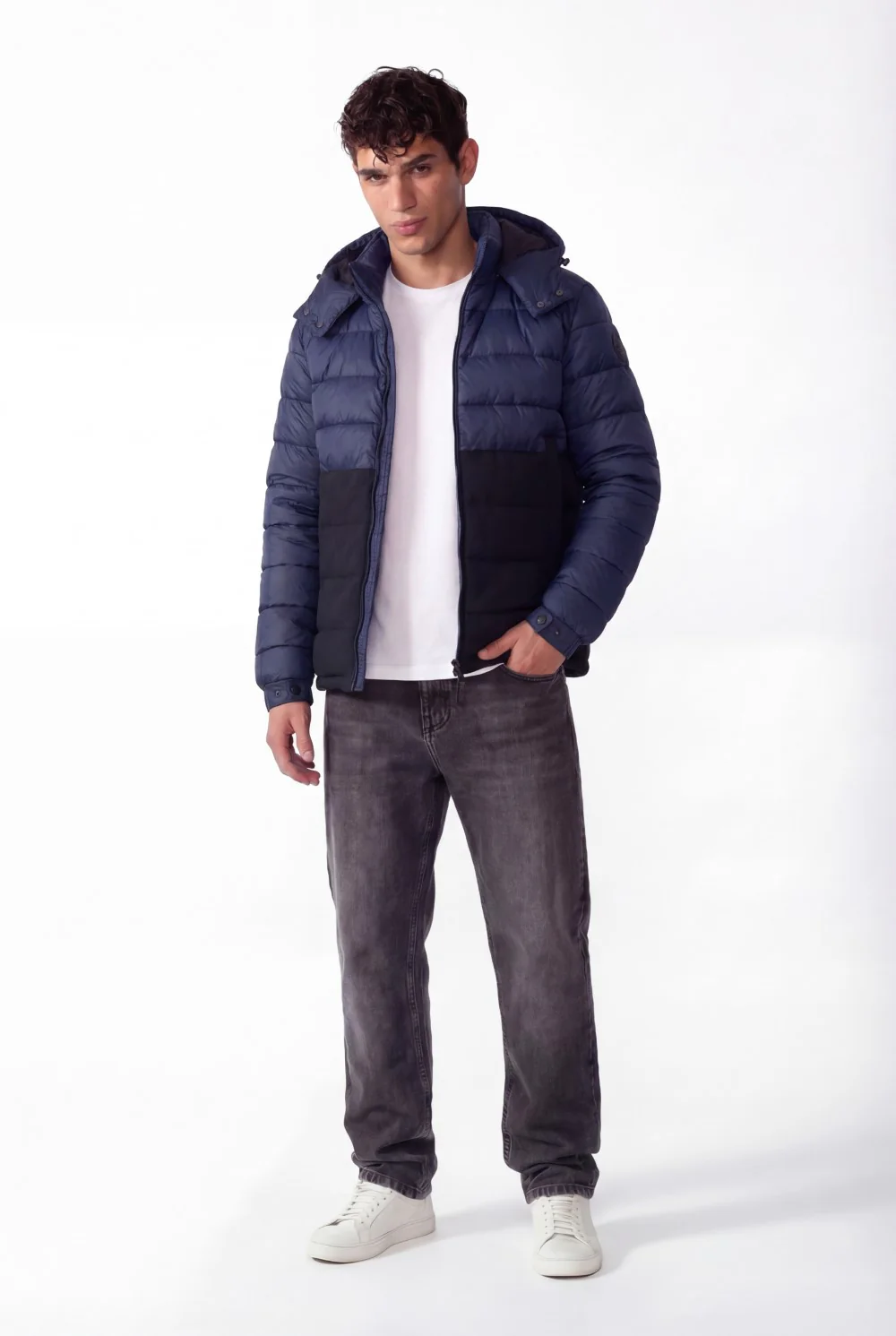 Men's Tow-Tone Puffer Waterproof Full Zipper Jacket - Image 3