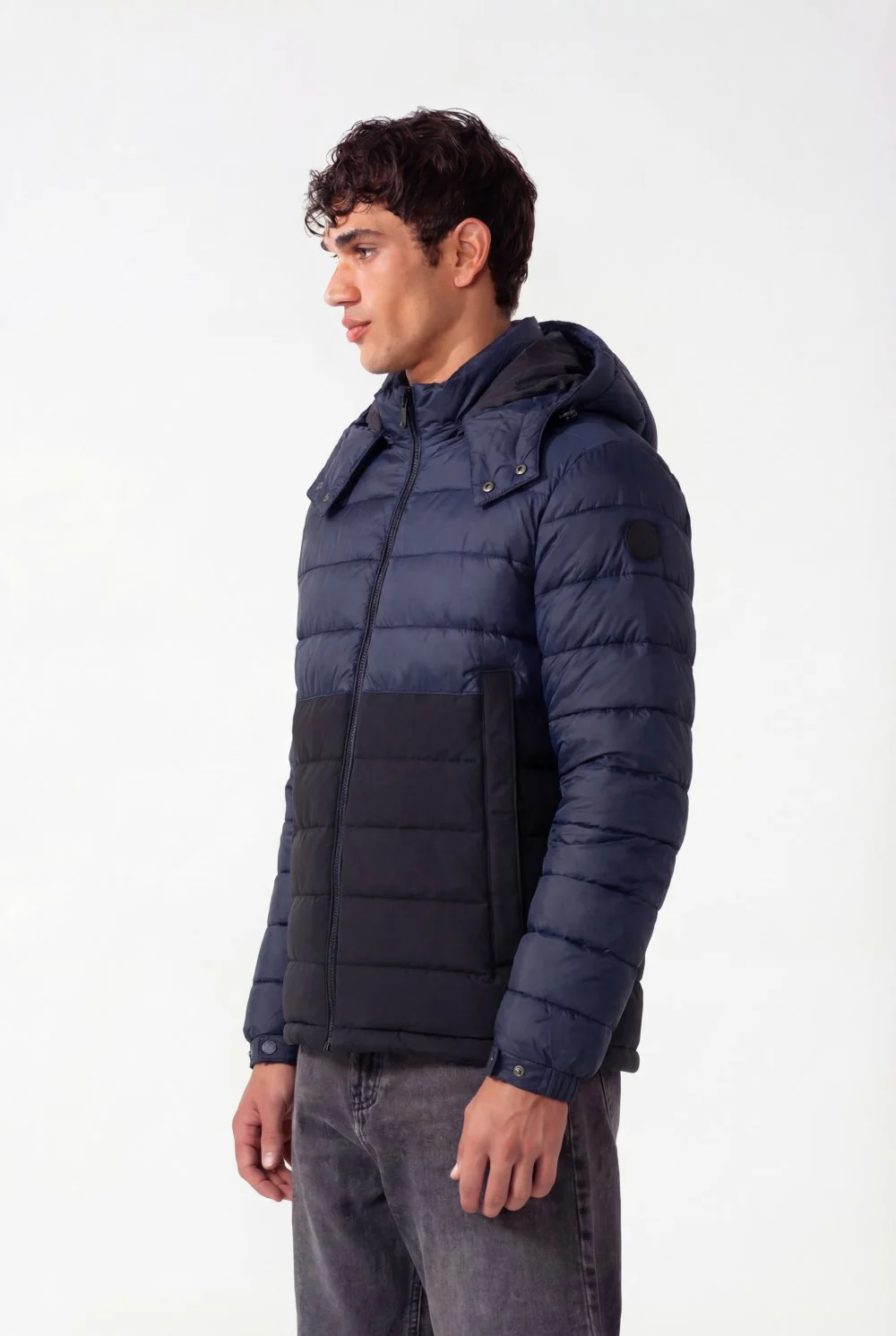 Men's Tow-Tone Puffer Waterproof Full Zipper Jacket - Image 4