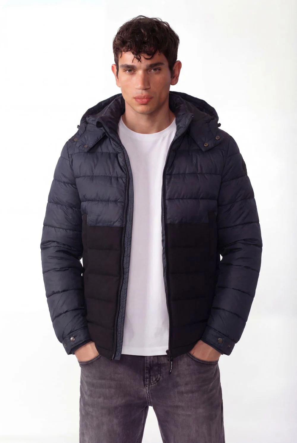 Men's Tow-Tone Puffer Waterproof Full Zipper Jacket - Image 5