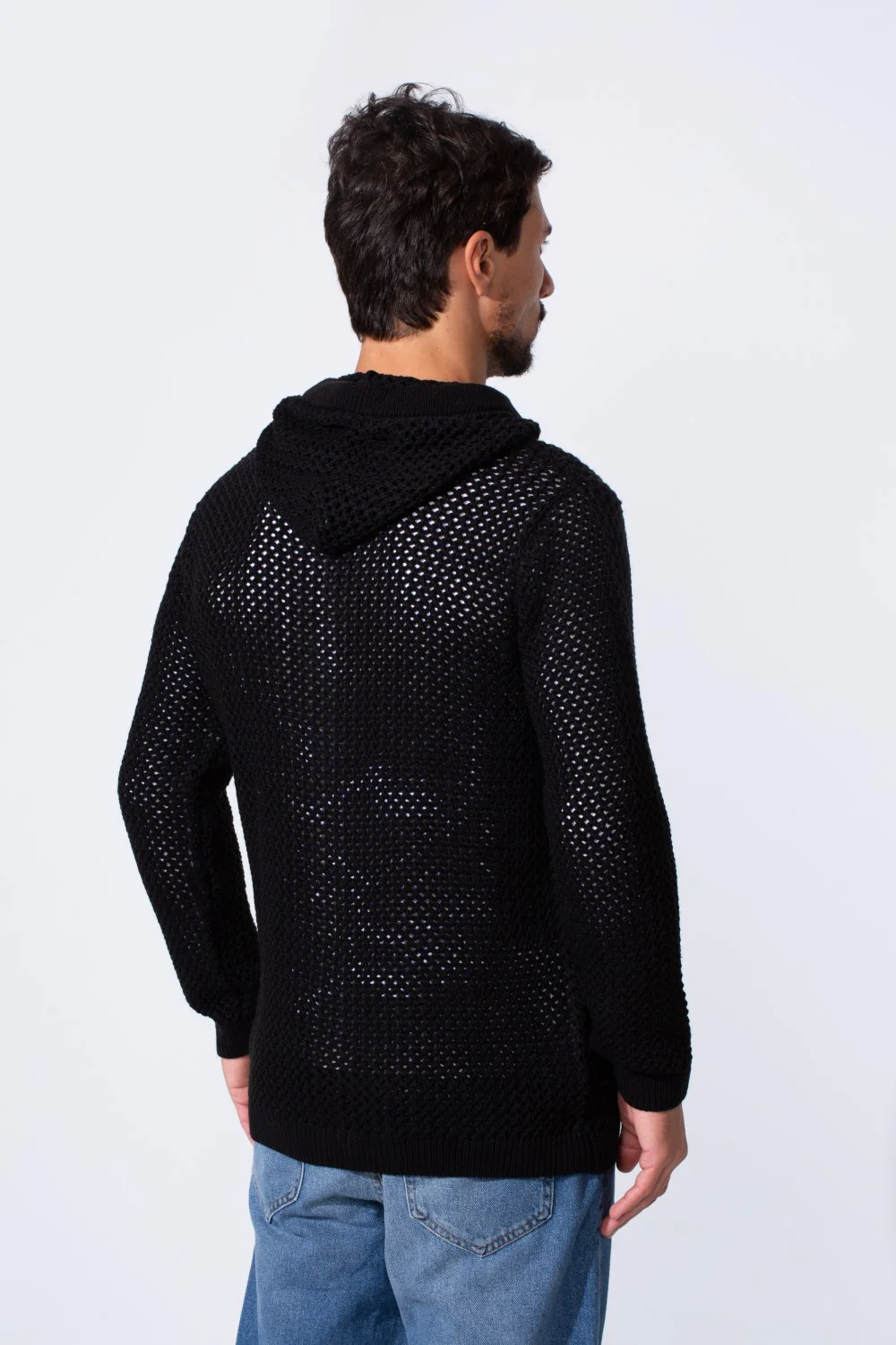 Men's Transparent Zip-Up Hood Slim Fit Pullover - Image 2