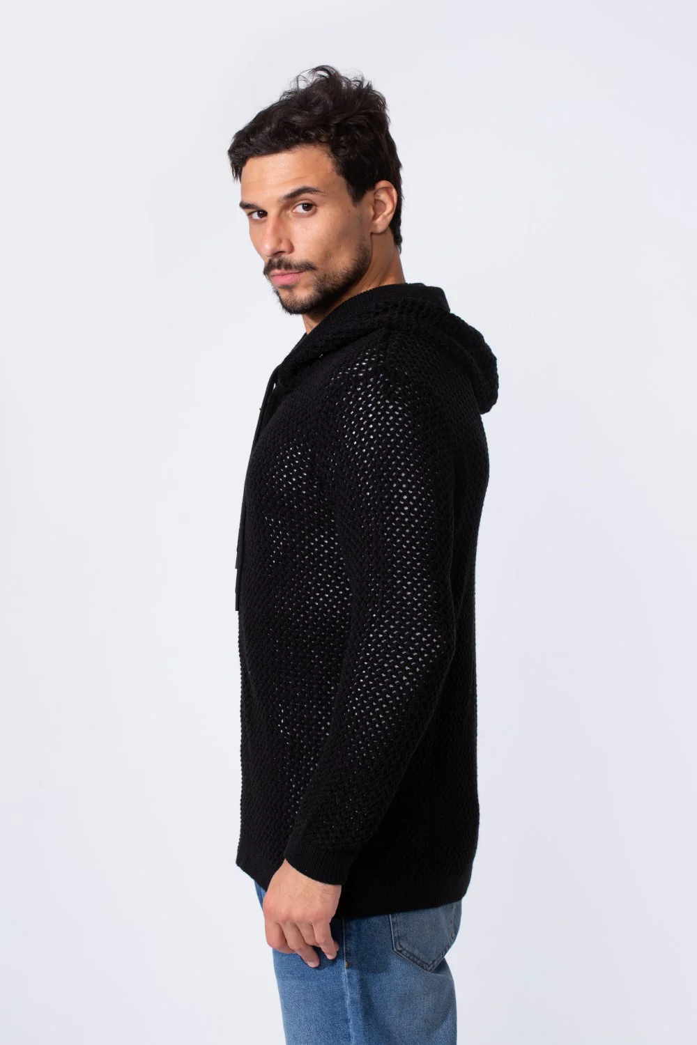 Men's Transparent Zip-Up Hood Slim Fit Pullover - Image 3