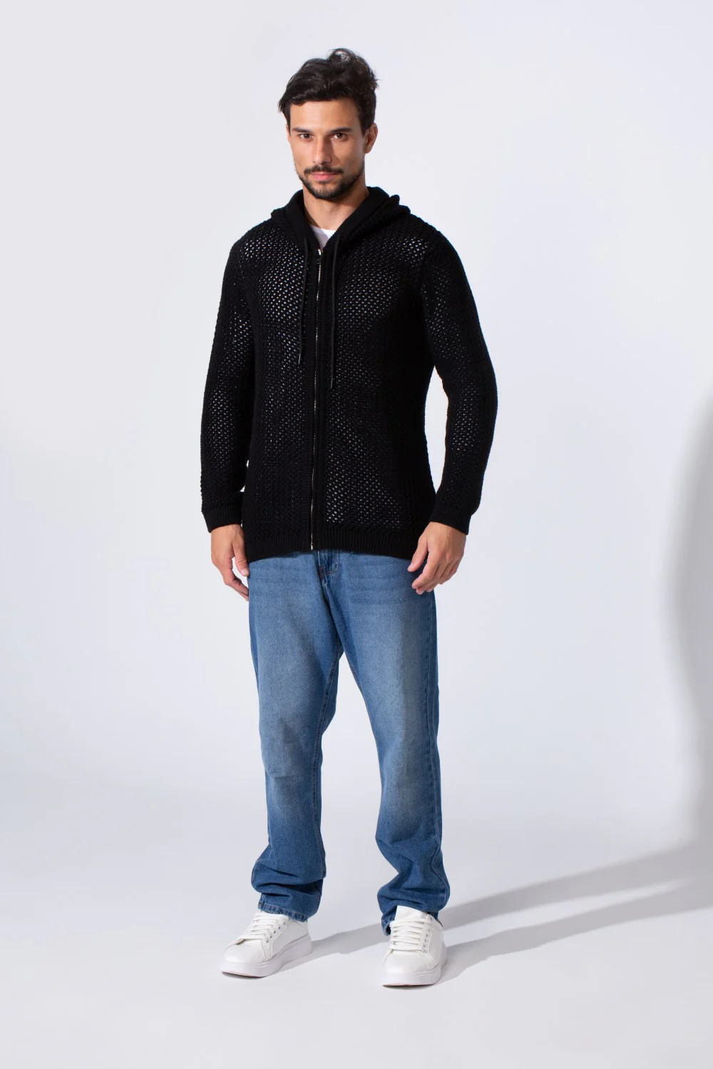 Men's Transparent Zip-Up Hood Slim Fit Pullover - Image 4