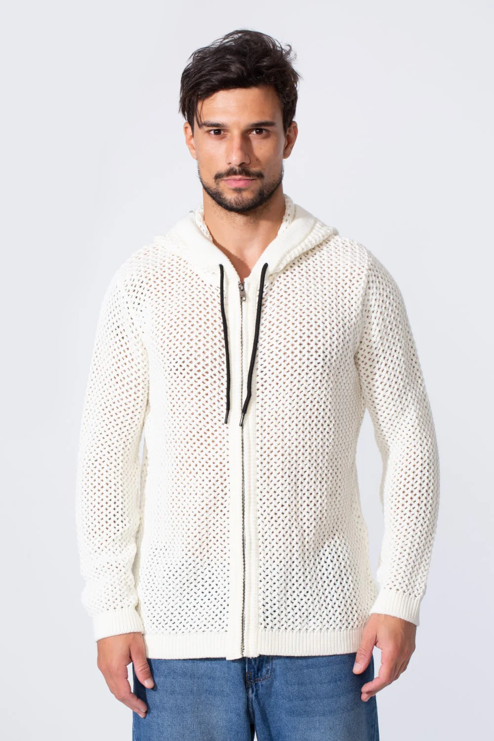 Men's Transparent Zip-Up Hood Slim Fit Pullover - Image 5
