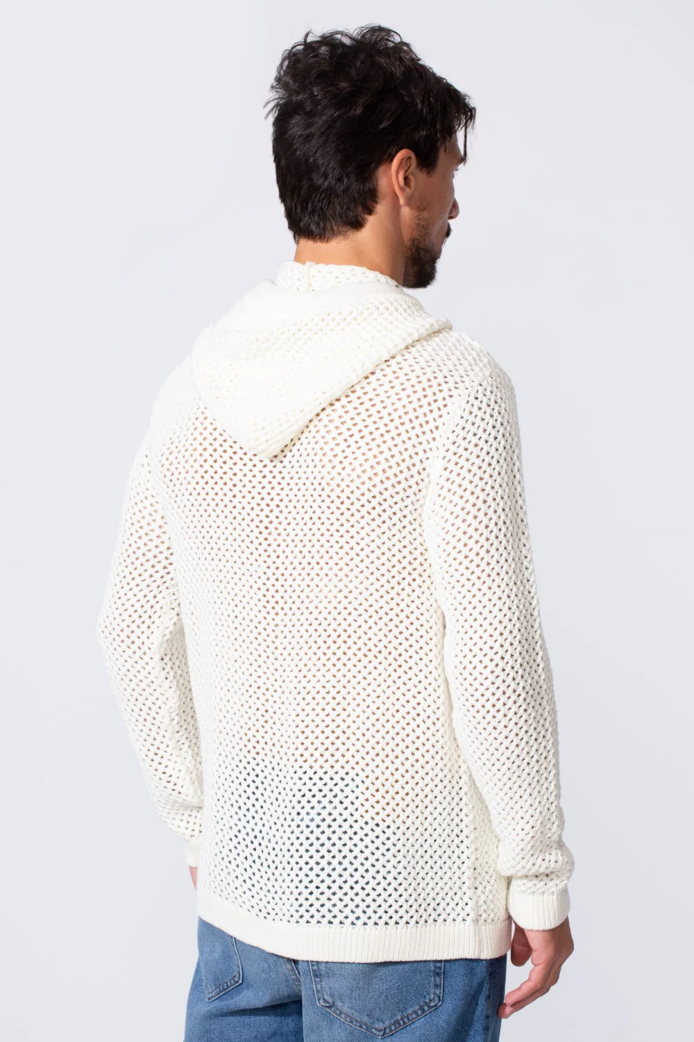Men's Transparent Zip-Up Hood Slim Fit Pullover - Image 6
