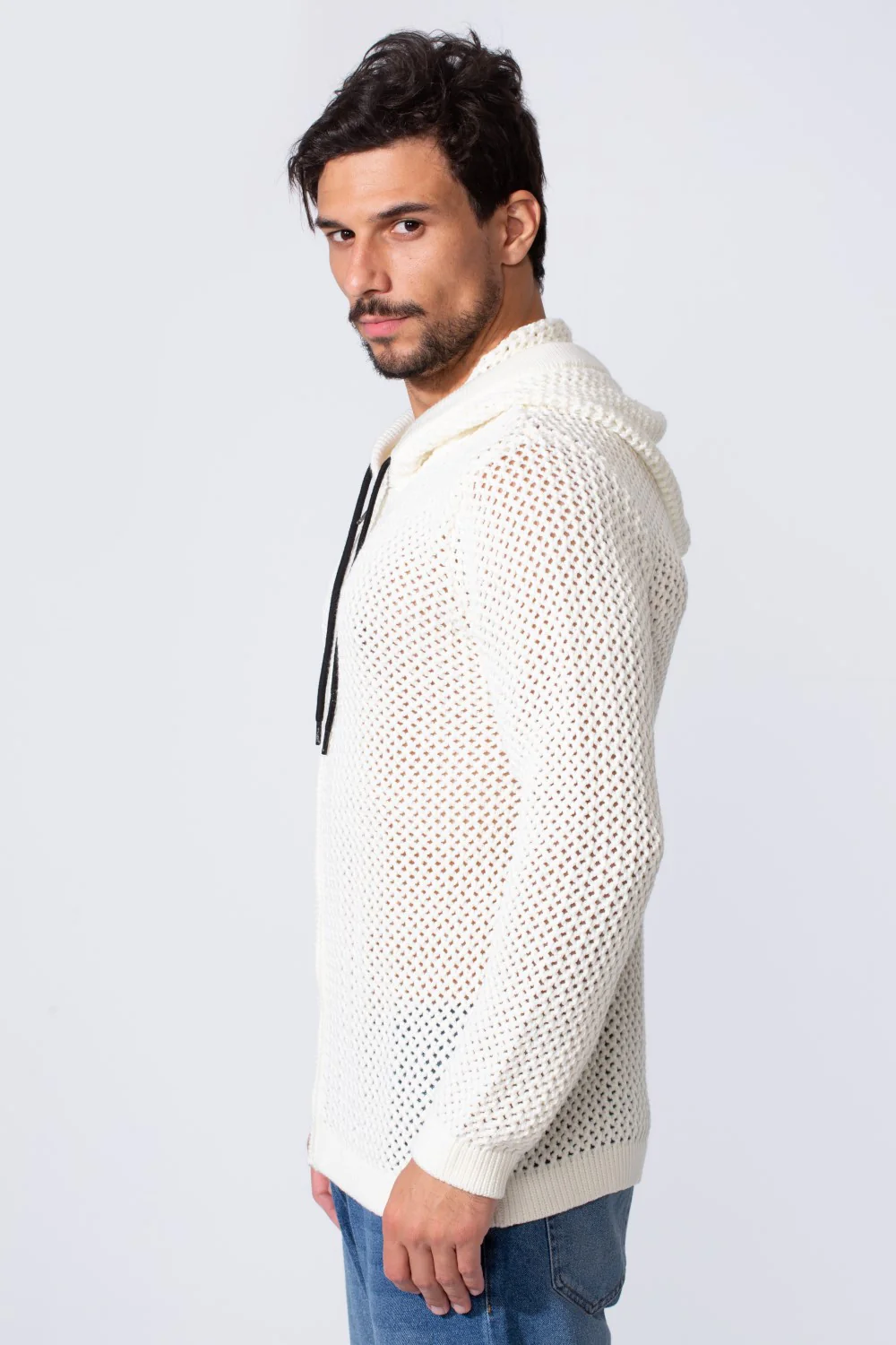 Men's Transparent Zip-Up Hood Slim Fit Pullover - Image 7