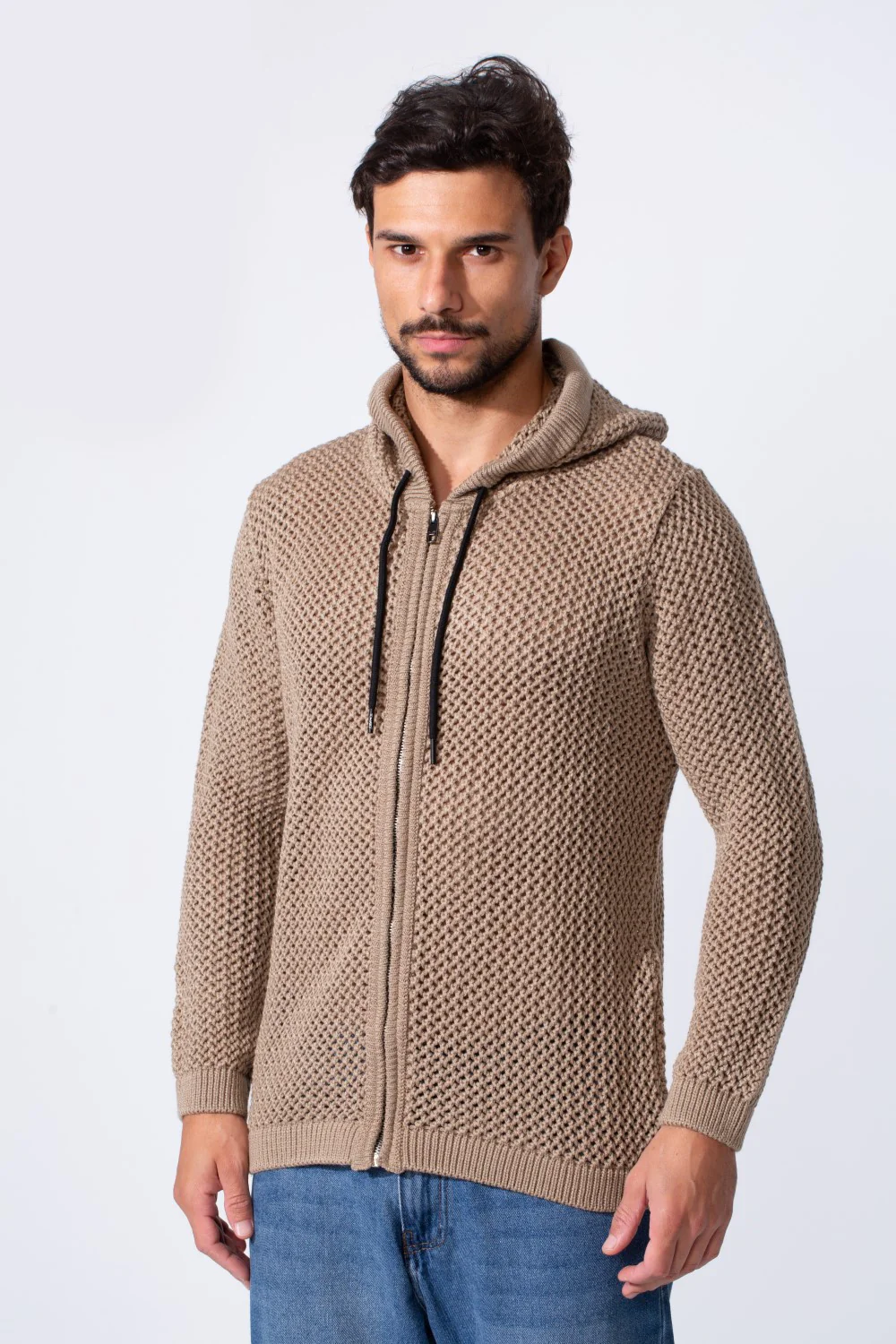 Men's Transparent Zip-Up Hood Slim Fit Pullover - Image 9