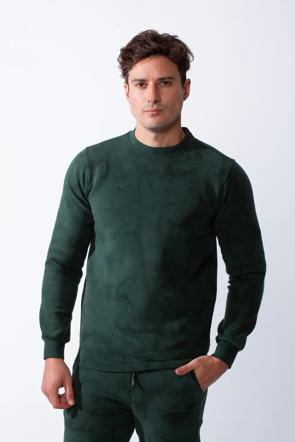 Men's Two-Piece Long Sleeves Crew Neck With Marble Pattern Slim Fit Melton Comfy Casual Daily Wear Out Fit - Image 11