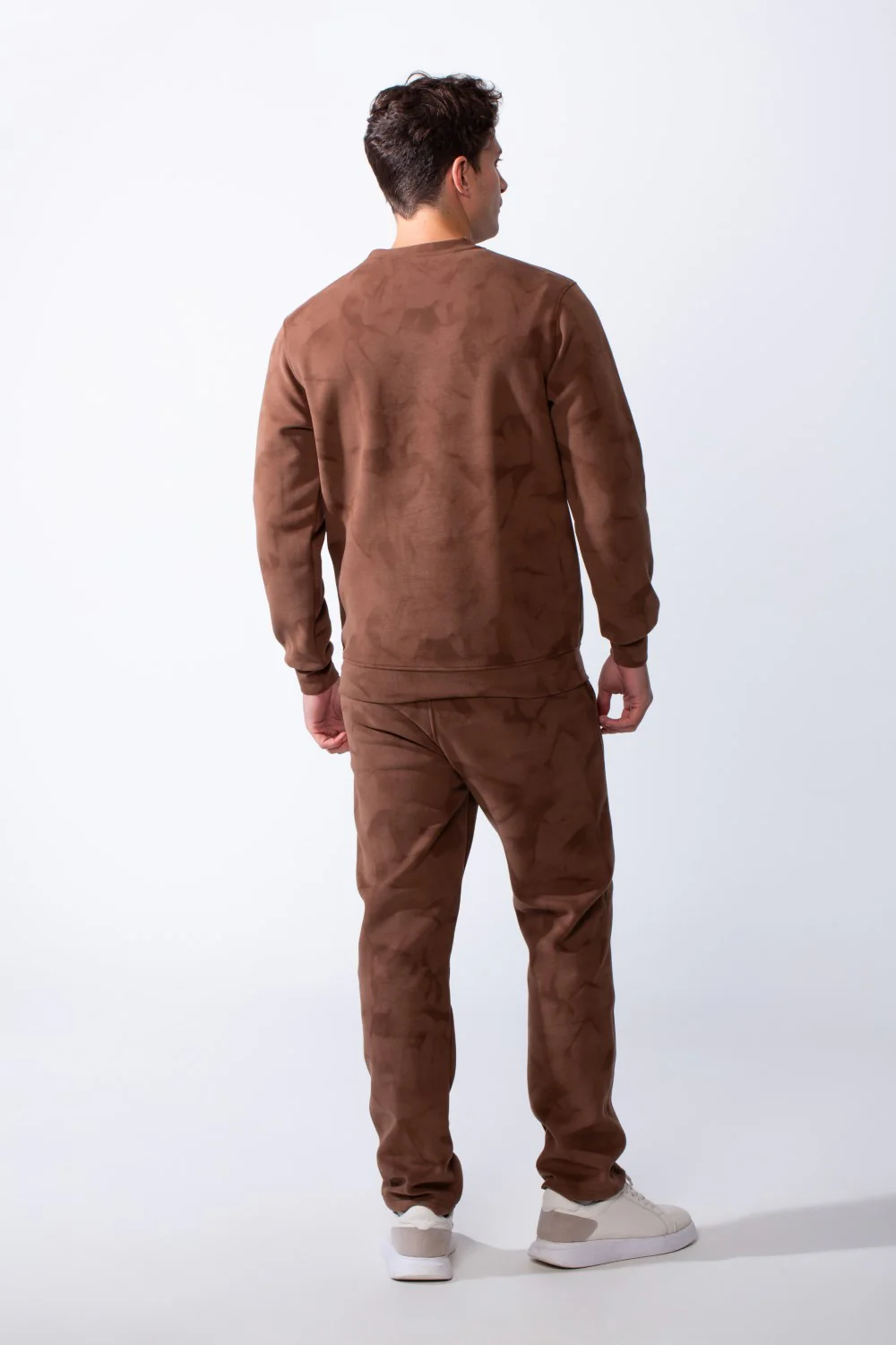 Men's Two-Piece Long Sleeves Crew Neck With Marble Pattern Slim Fit Melton Comfy Casual Daily Wear Out Fit - Image 2