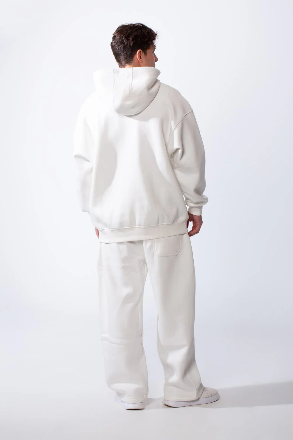 Men's Two Piece Long Sleeves Front Kangaroo Pocket Basic Oversize Melton Set Outfit - Image 6
