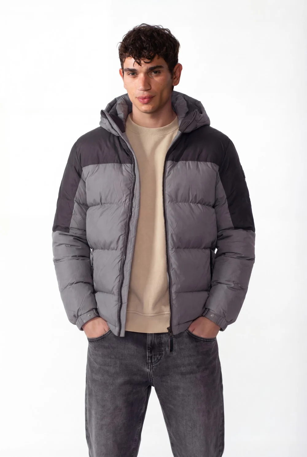 Men's Two-Tone Hooded Waterproof Full Zip Jacket - Image 5