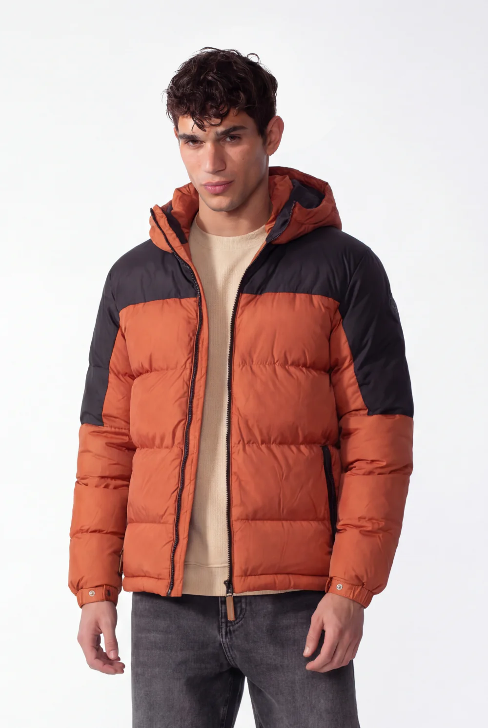 Men's Two-Tone Hooded Waterproof Full Zip Jacket - Image 9