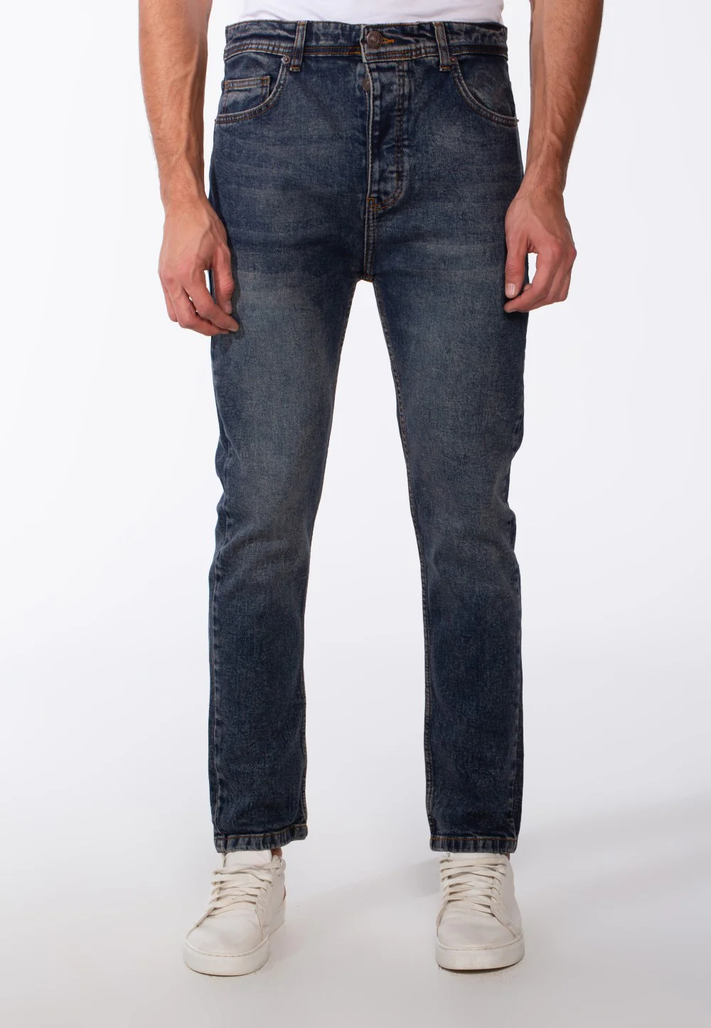 Men's Vintage Look Slim Fit Basic Jeans Pants - Image 5