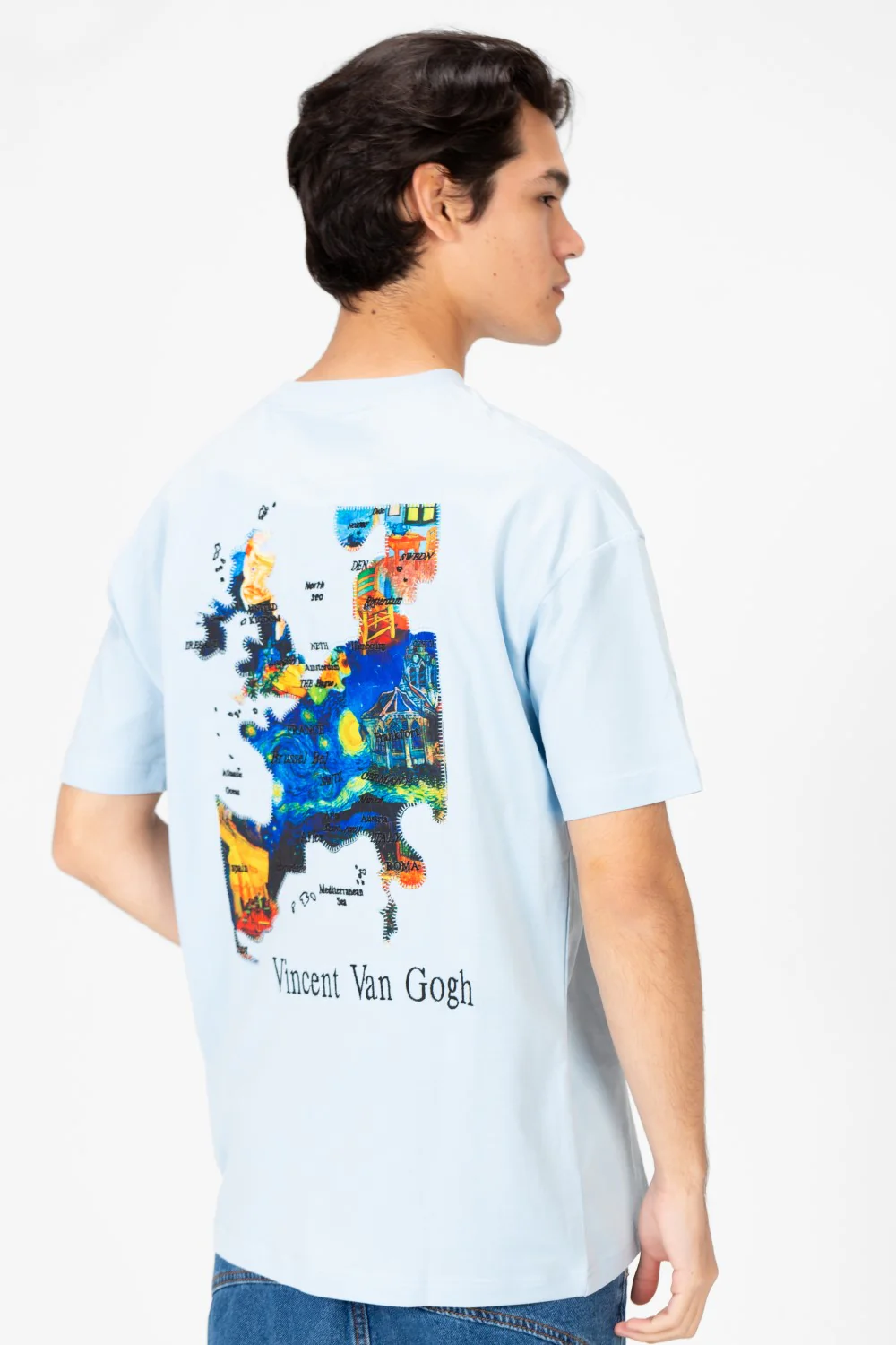 Men's Van Gogh Print Oversized Half Sleeve T-Shirt - Image 10