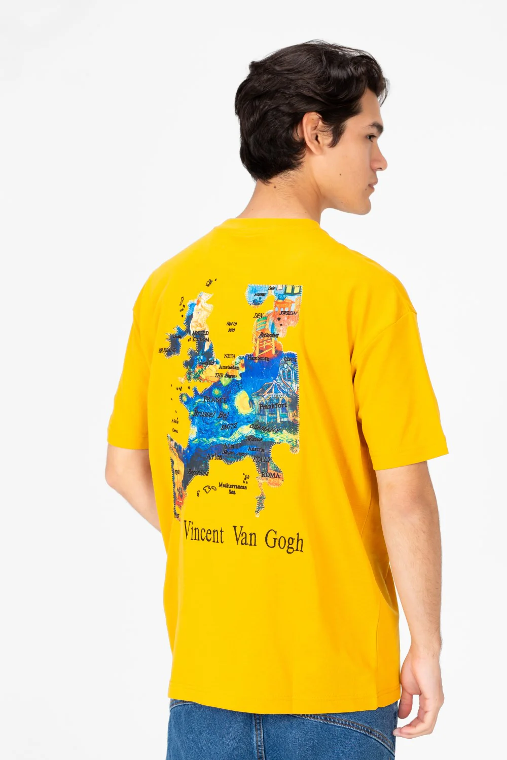 Men's Van Gogh Print Oversized Half Sleeve T-Shirt - Image 18