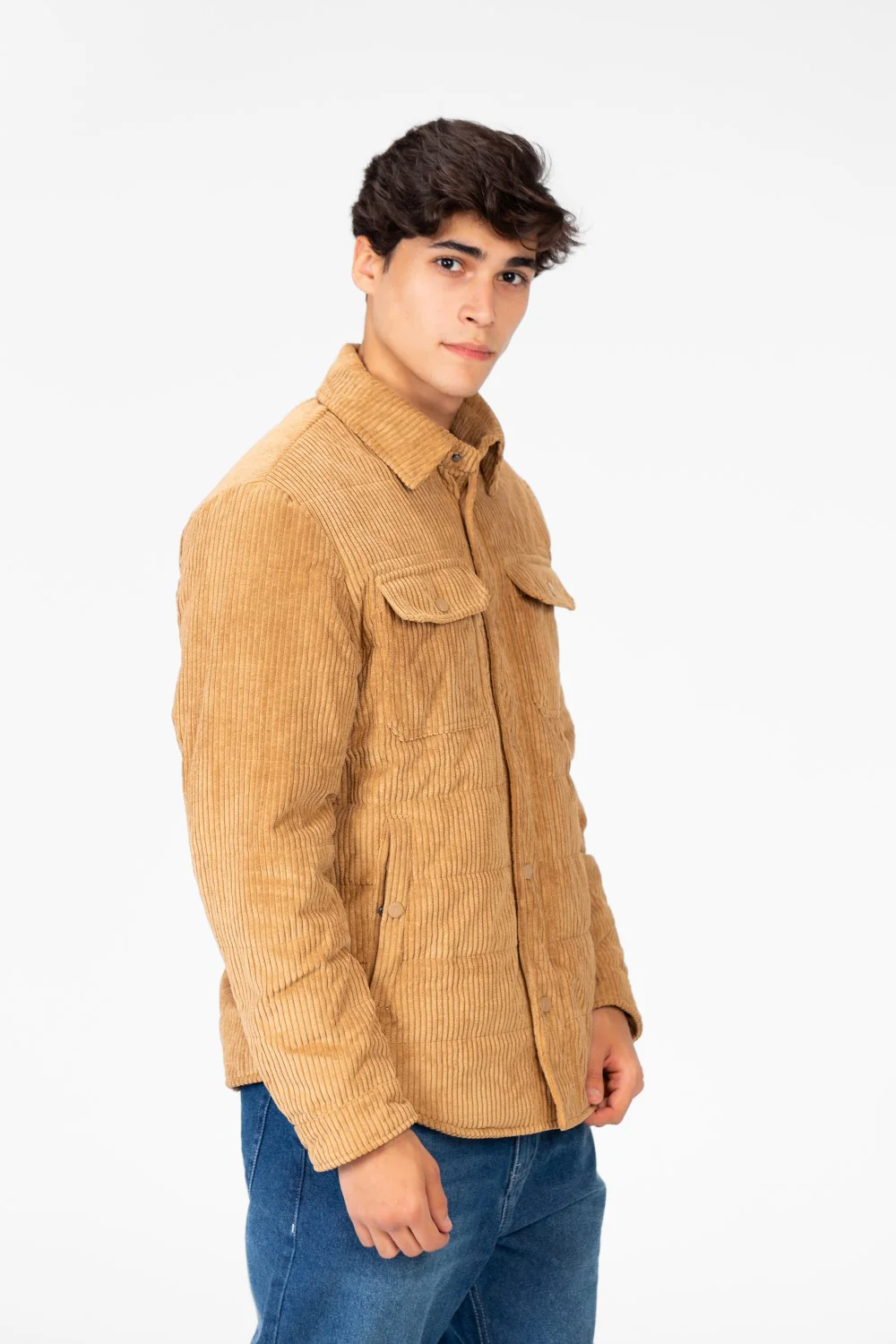 Men's Velvet Jacket With Buttons And Front Pockets - Image 3