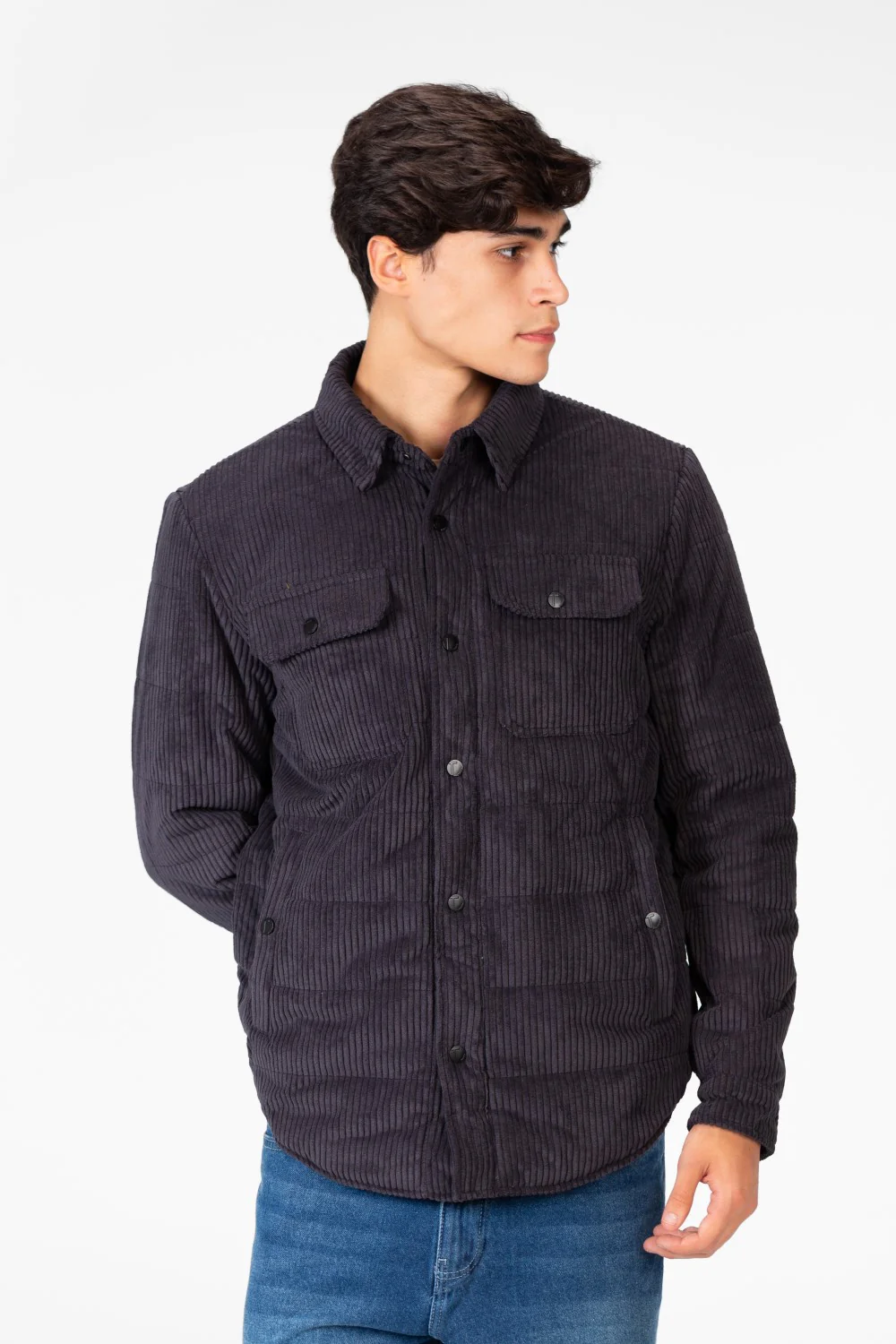 Men's Velvet Jacket With Buttons And Front Pockets - Image 5