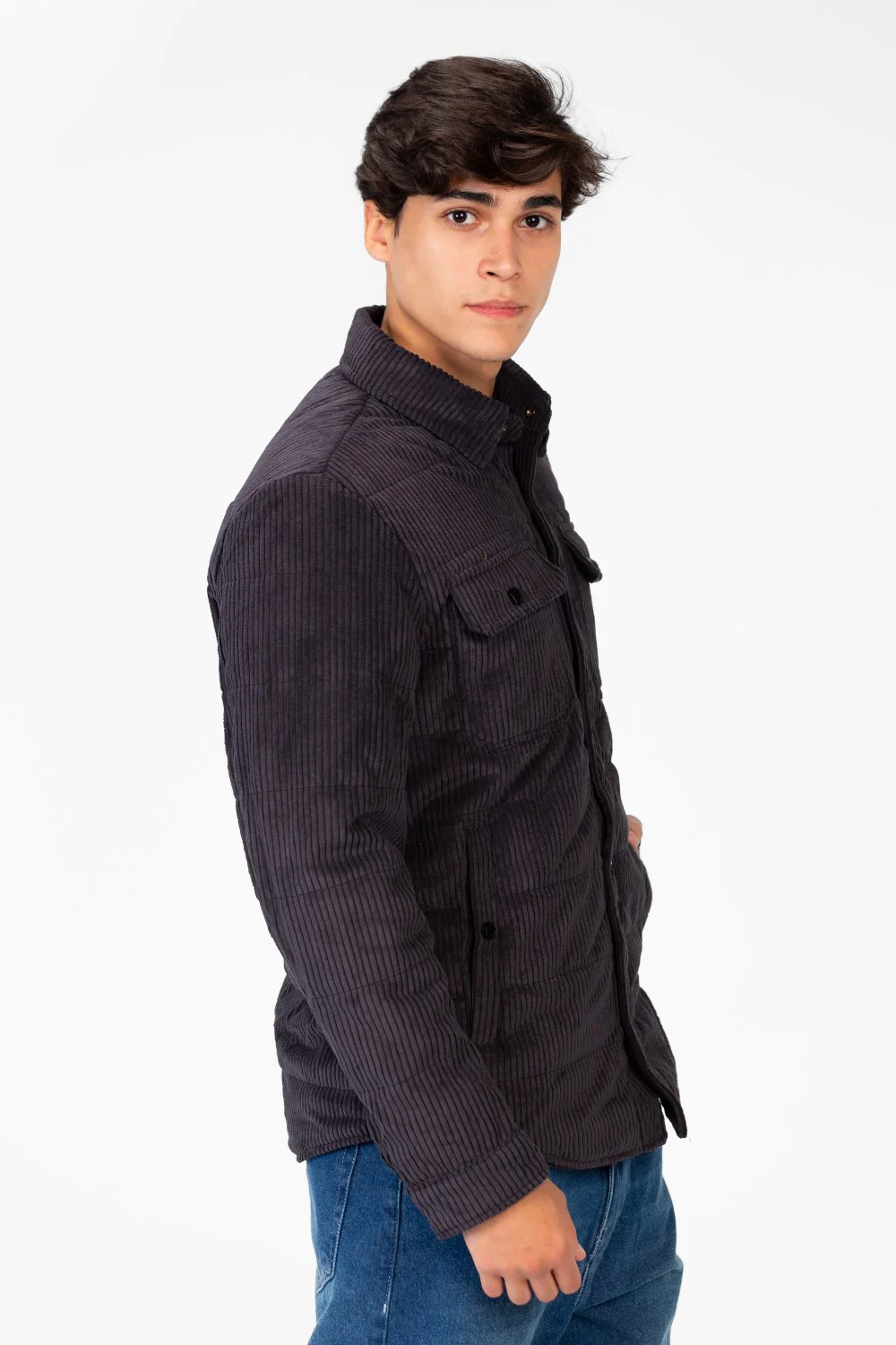 Men's Velvet Jacket With Buttons And Front Pockets - Image 7