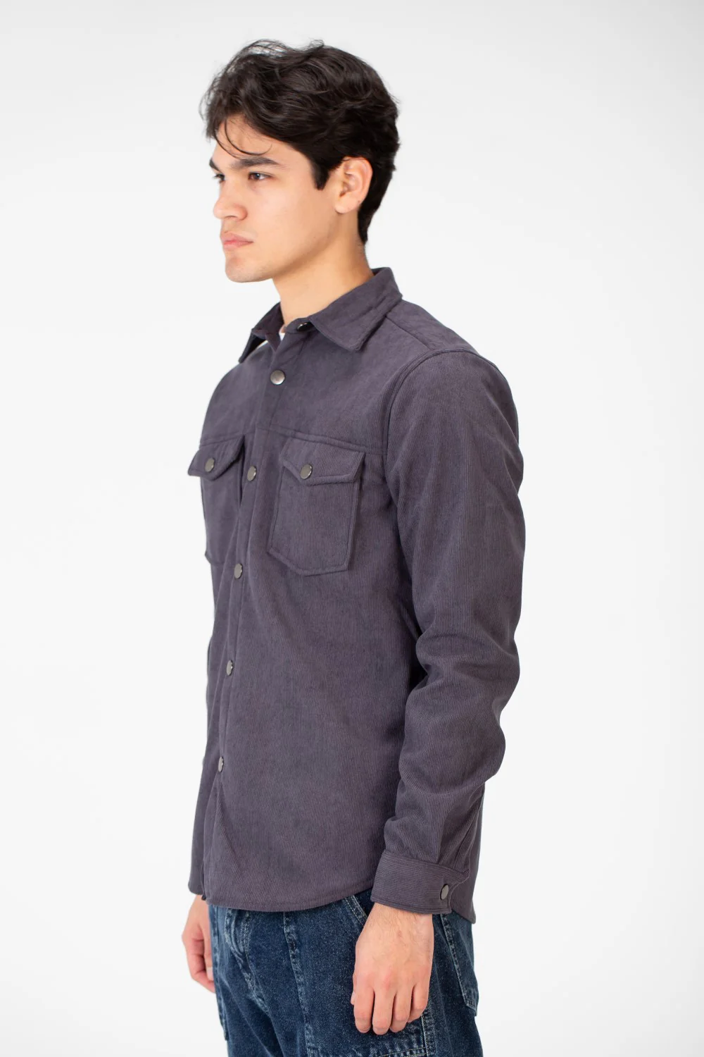 Men's Velvet Long Sleeves Shirt With Front Pockets - Image 11