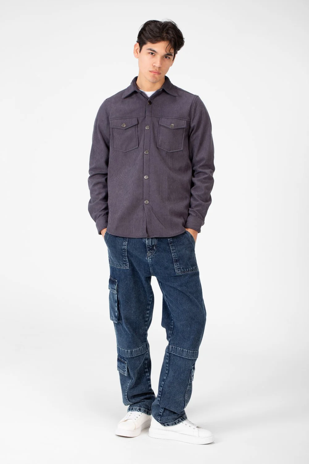 Men's Velvet Long Sleeves Shirt With Front Pockets - Image 12