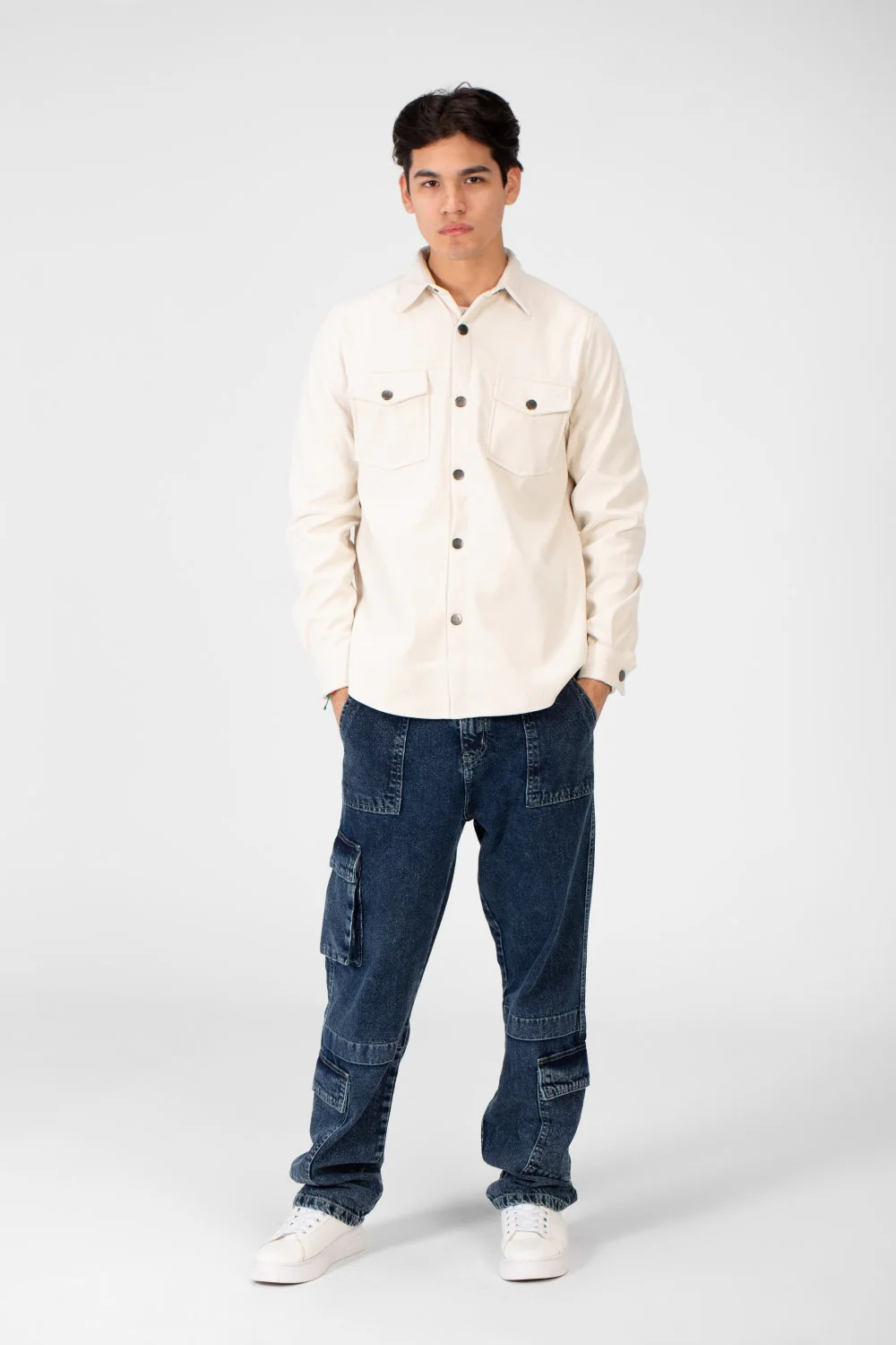 Men's Velvet Long Sleeves Shirt With Front Pockets - Image 16