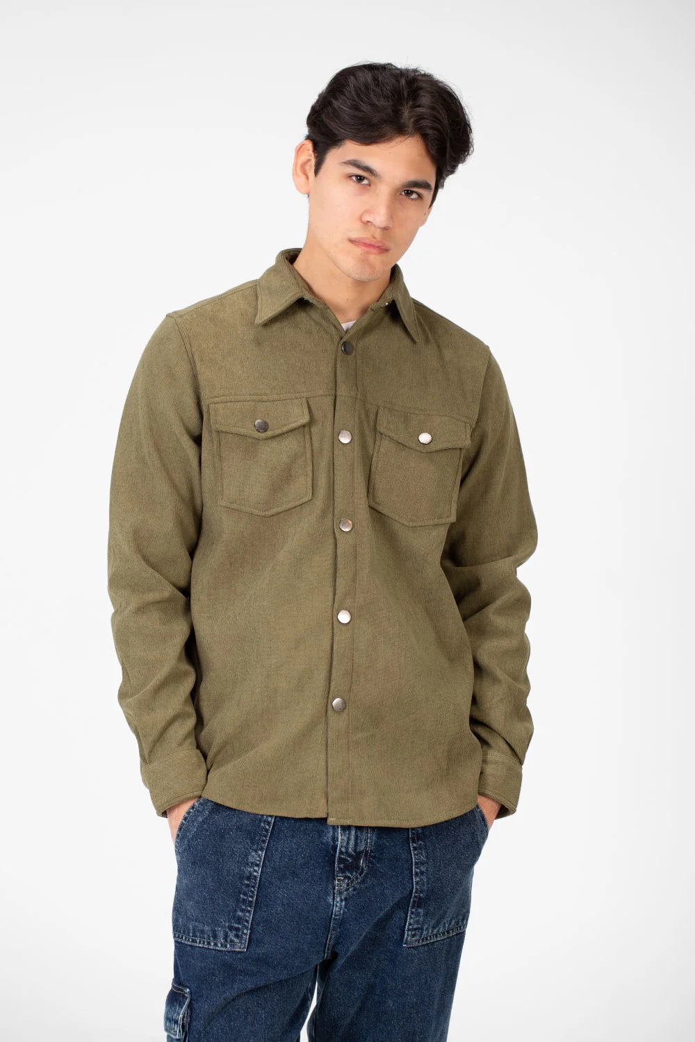 Men's Velvet Long Sleeves Shirt With Front Pockets - Image 17