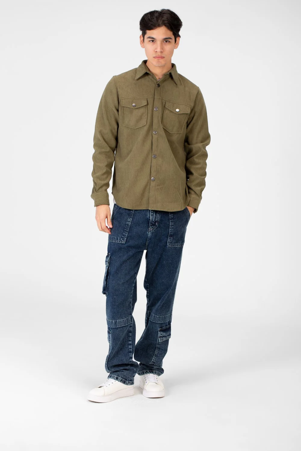 Men's Velvet Long Sleeves Shirt With Front Pockets - Image 20
