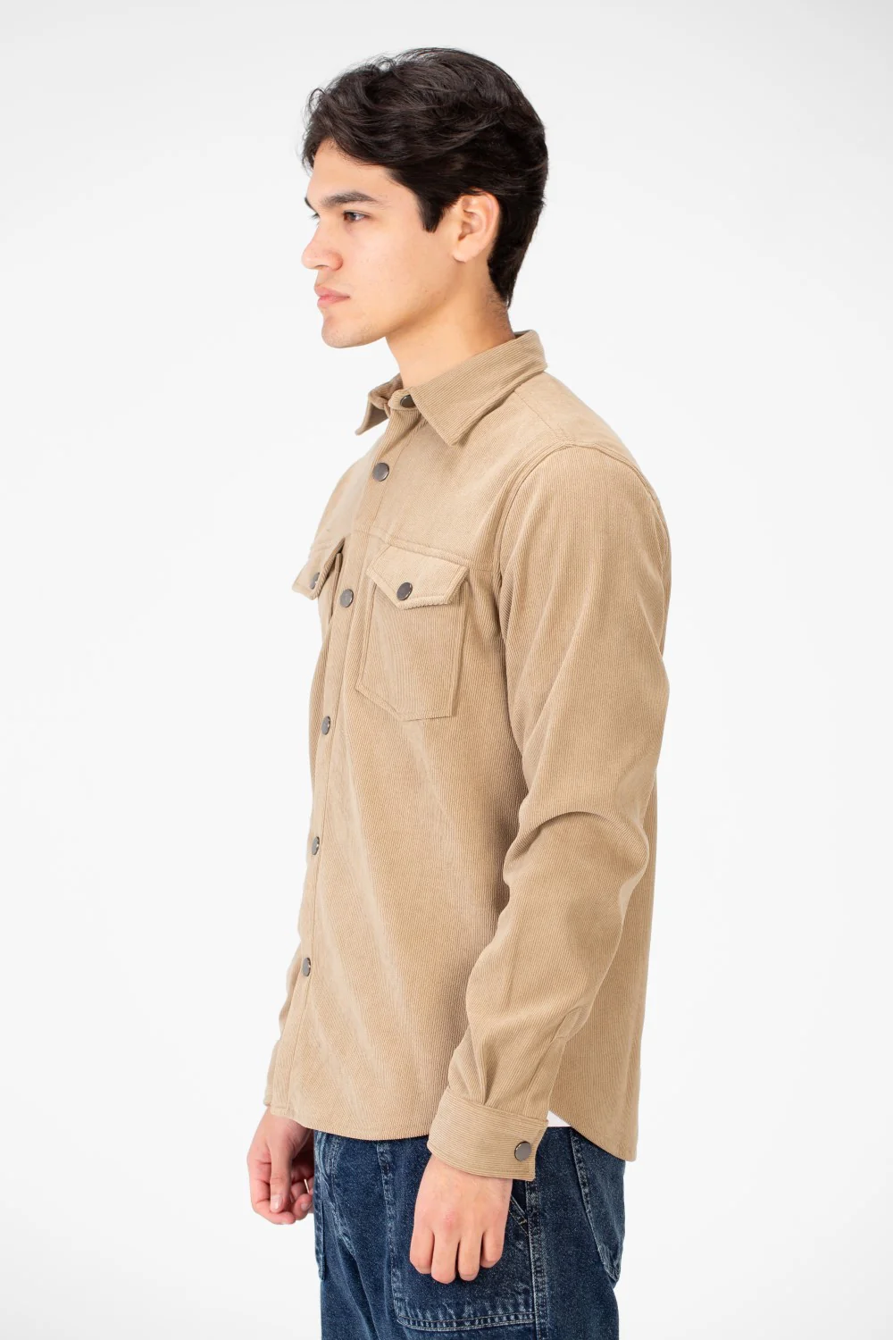 Men's Velvet Long Sleeves Shirt With Front Pockets - Image 3