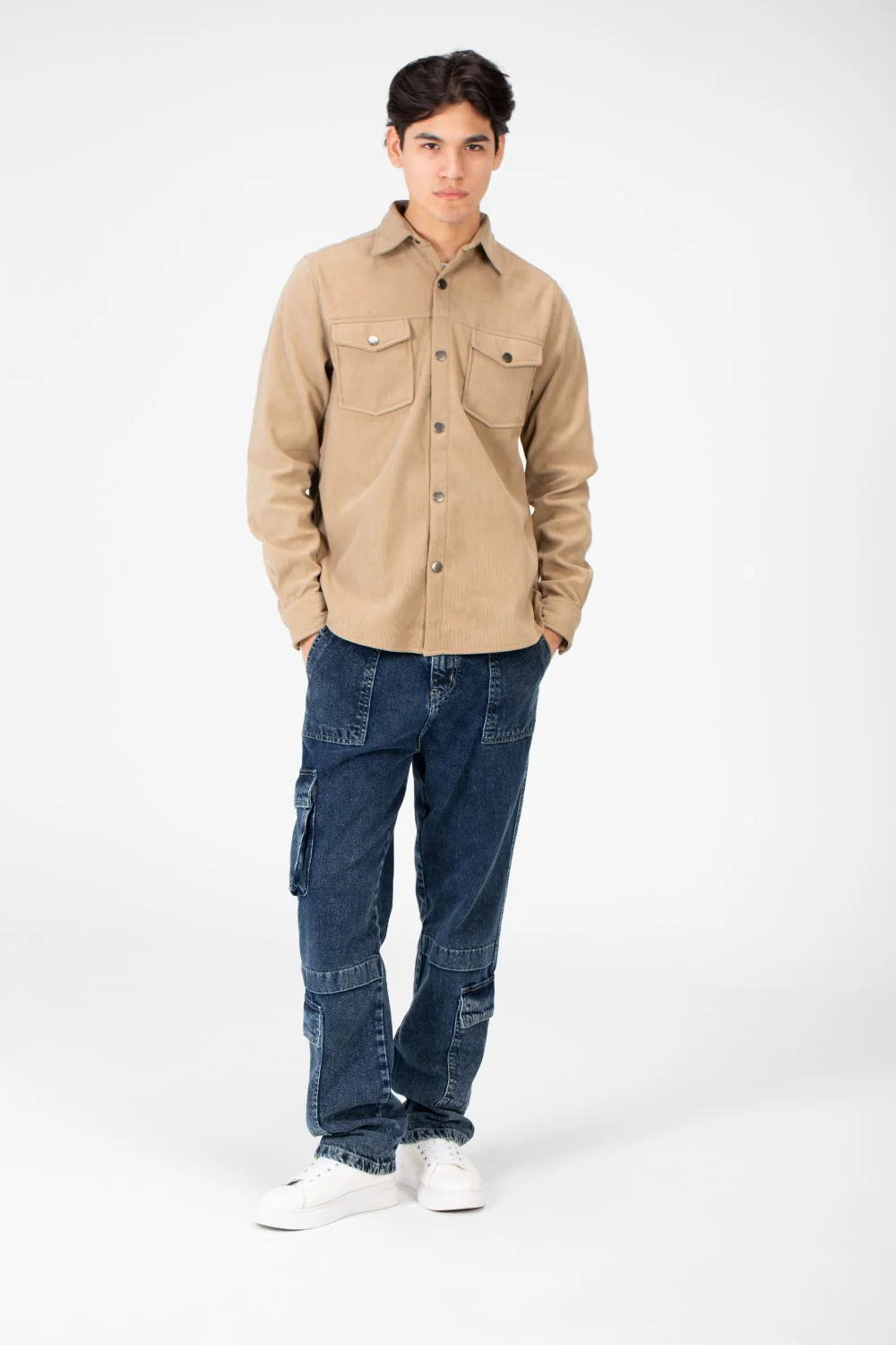 Men's Velvet Long Sleeves Shirt With Front Pockets - Image 4
