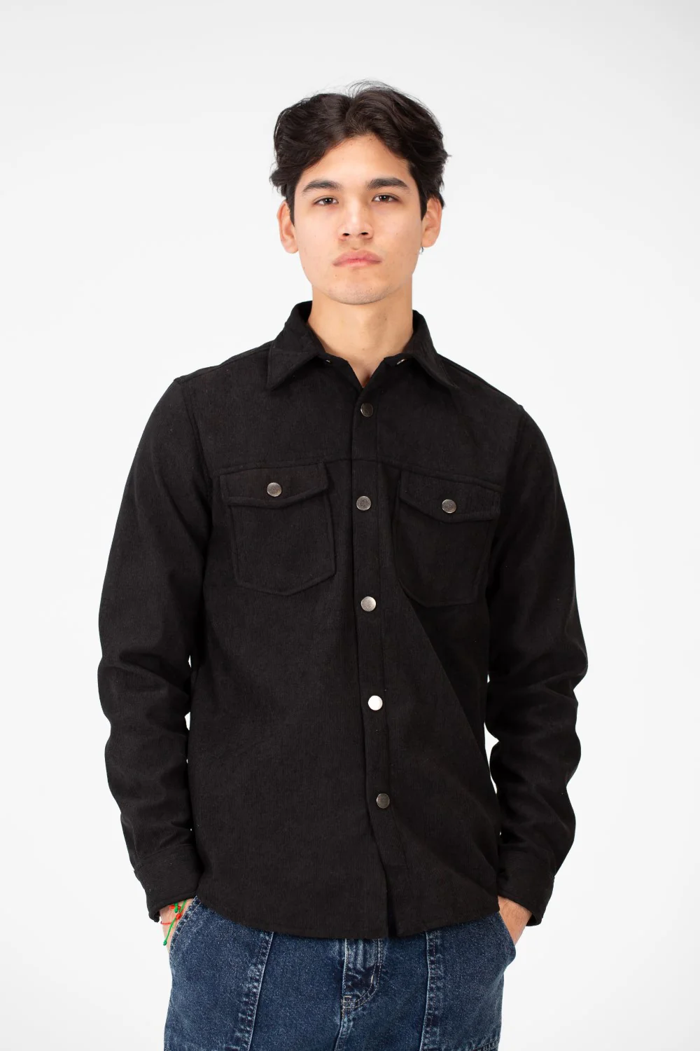 Men's Velvet Long Sleeves Shirt With Front Pockets - Image 5